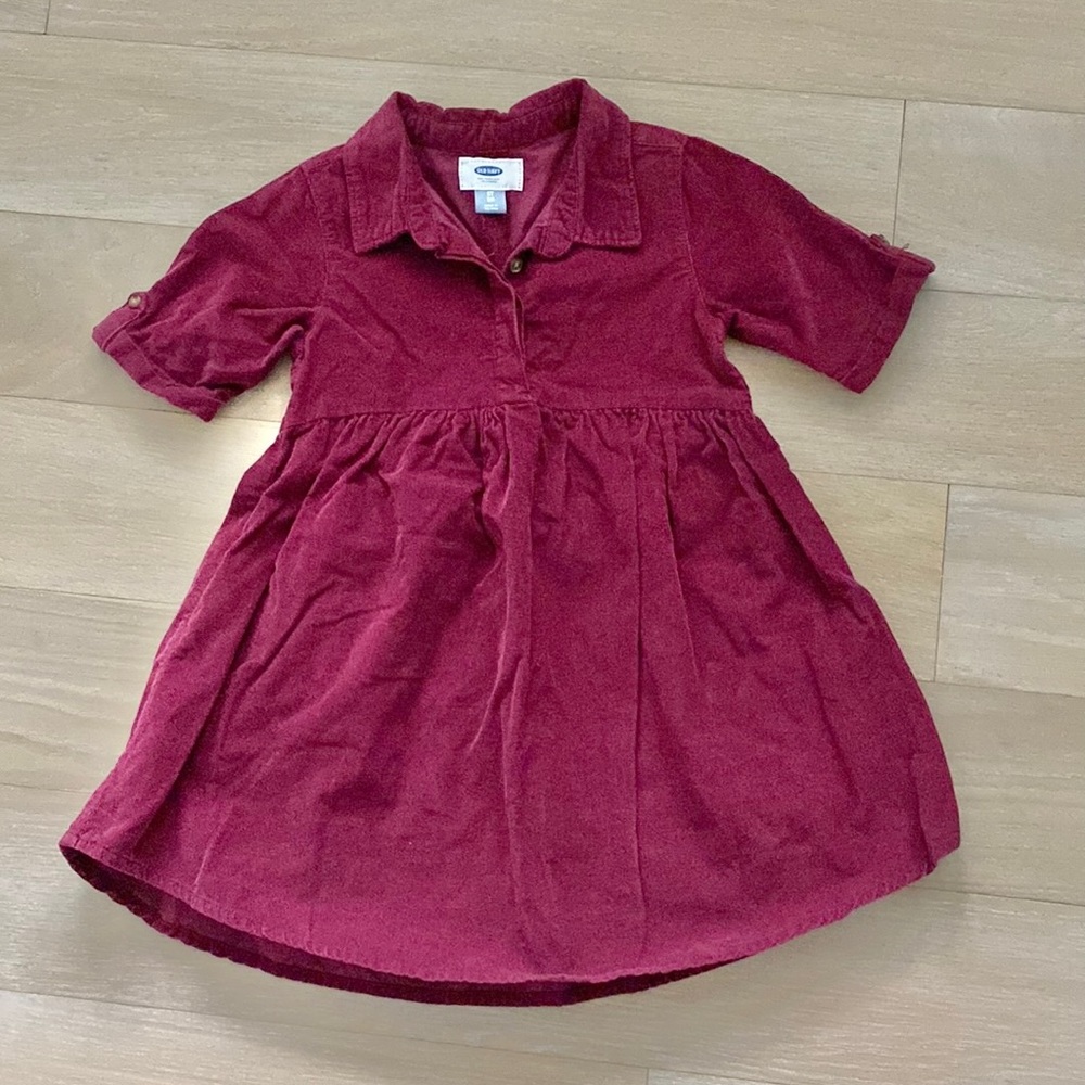Burgundy Corduroy Button Down Dress